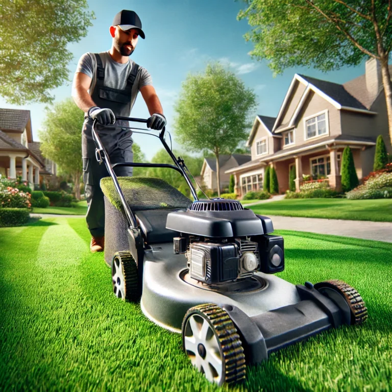 DALL·E-2024-11-11-10.41.36-A-highly-realistic-photo-of-a-lawn-care-employee-mowing-a-well-manicured-residential-lawn-for-Green-Lawn-Augusta.-The-employee-is-wearing-professional-1