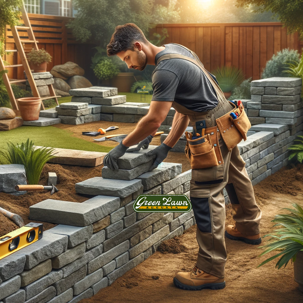 Landscaping 4 landscaping-retaining-wall-green-lawn-augusta